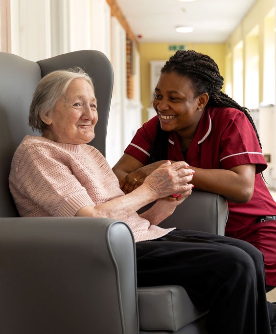 elderly lady recieving residential care